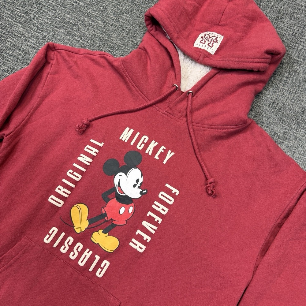 Disney Mickey Mouse Forever Classic Red Sherpa Hoodie Sweatshirt Youth M‎ 7-9